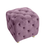 Purple Velvet Storage Ottoman Footstool With High-Density Foam - Omega Lifestyles