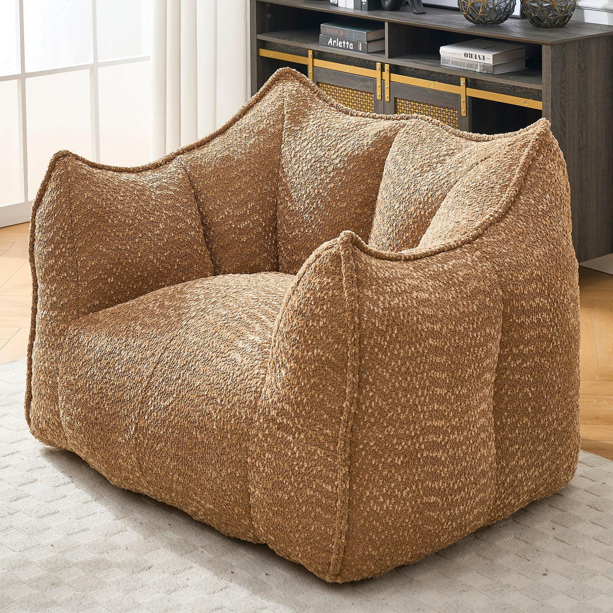 Chenille Bean Bag Chair Soft Foam Living Room Seating - Omega Lifestyles