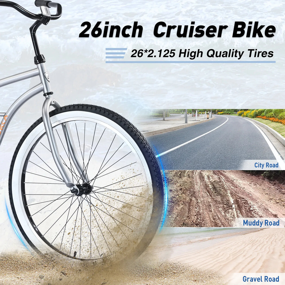 Men's 26-Inch Steel Frame Cruiser Bike With Shimano 7-Speed - Omega Lifestyles