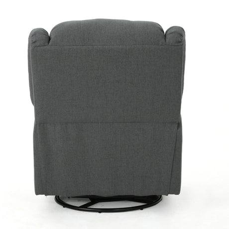 Charcoal Fabric Glider Recliner With Swivel And Manual Recline - Omega Lifestyles