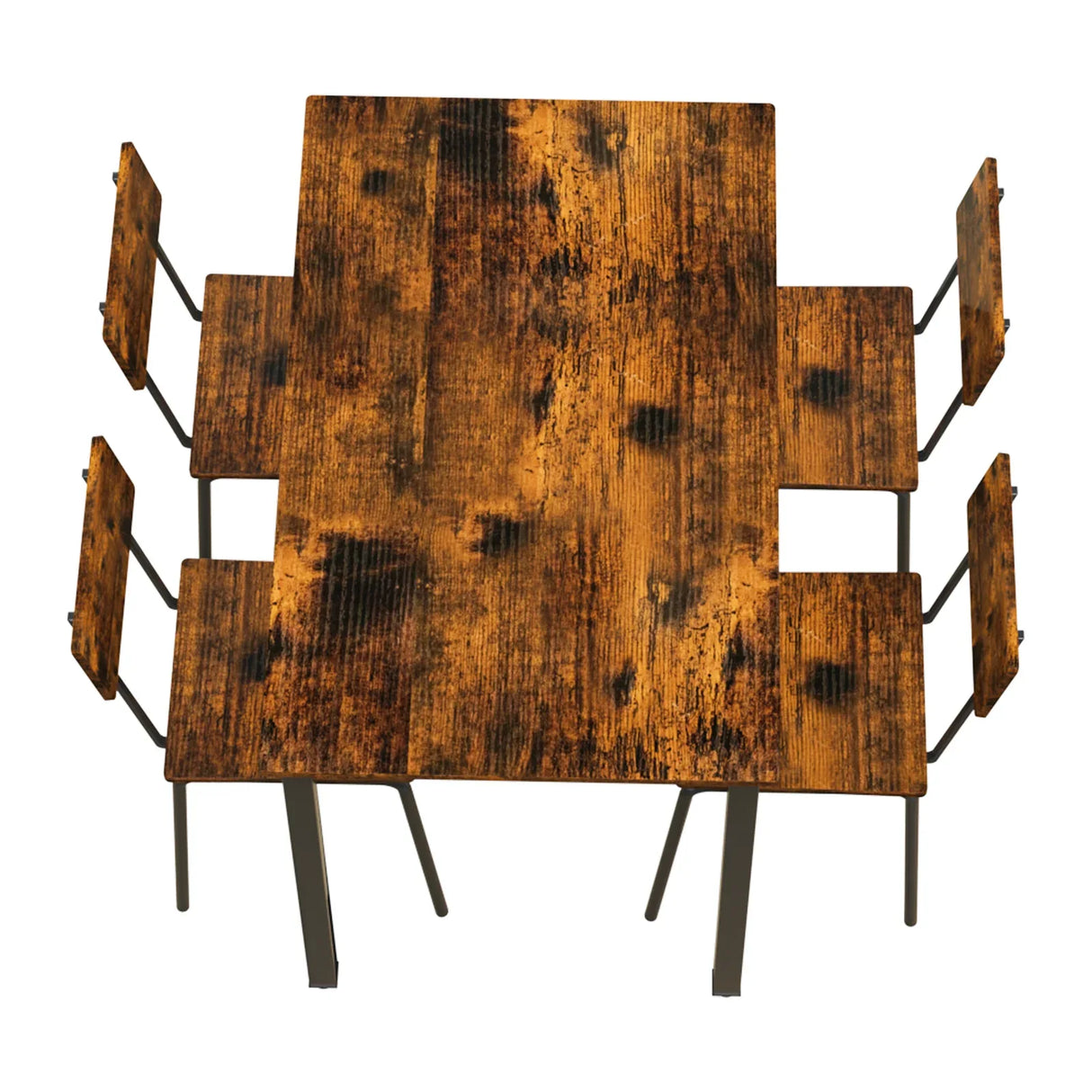 5-Piece Metal And Wood Modern Indoor Dining Set For 4 - Omega Lifestyles