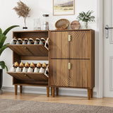 Modern Minimalist Brown Shoe Storage Cabinet With Flip Doors - Omega Lifestyles