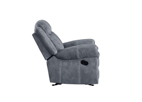 Two-Tone Gray Velvet Motion Glider Recliner Chair - Omega Lifestyles