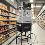 Commercial Popcorn Machine With Cart And Stainless Steel Kettle - Omega Lifestyles