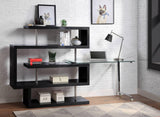 Clear Glass Chrome High Gloss Synthetic Wood Writing Desk - Omega Lifestyles