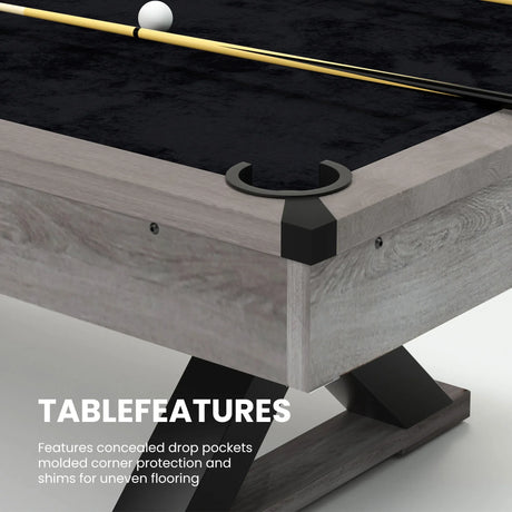 Rustic Industrial 84-Inch MDF Billiards Table With Accessories - Omega Lifestyles