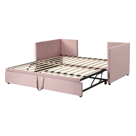 Twin Upholstered Daybed With Pop-Up Trundle Pink - Omega Lifestyles