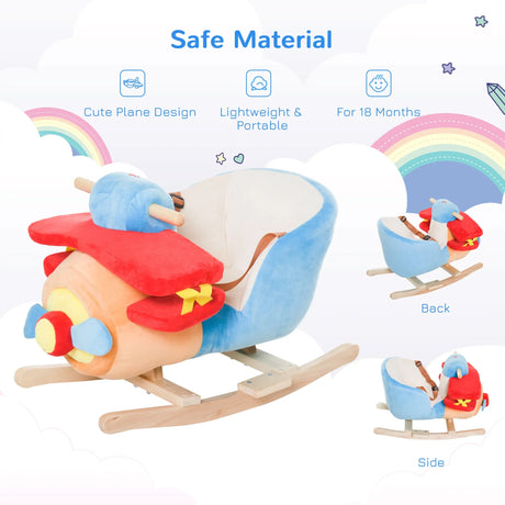 Kids Plush Wooden Ride-On Rocking Plane Chair Toy - Omega Lifestyles
