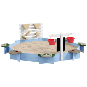 Wooden Outdoor Sandbox With Seating For Toddlers - Omega Lifestyles
