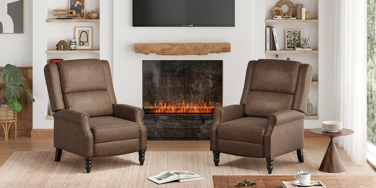 Faux Leather Pushback Recliner Chair With Lumbar Support - Omega Lifestyles