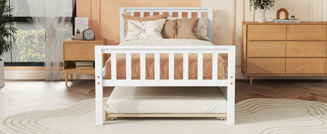 Twin Platform Bed Frame With Pull-Out Trundle - Omega Lifestyles