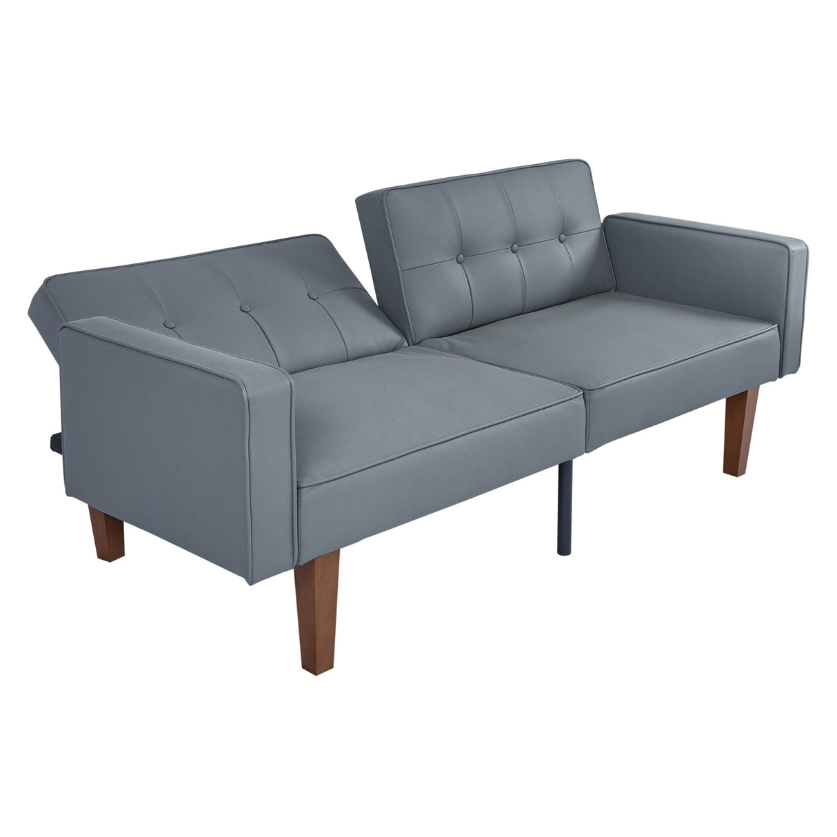 PU Fabric Gray 3-Seat Linen Upholstered Sofa - Omega Lifestyles