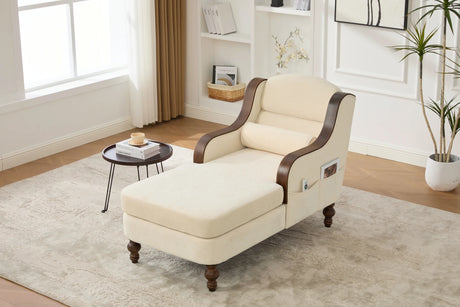 Beige Chenille Upholstered Wide Seat Lounge Chair - Omega Lifestyles