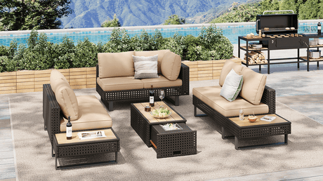 Diamond Weave Outdoor Sectional Furniture Set With Cushions - Omega Lifestyles
