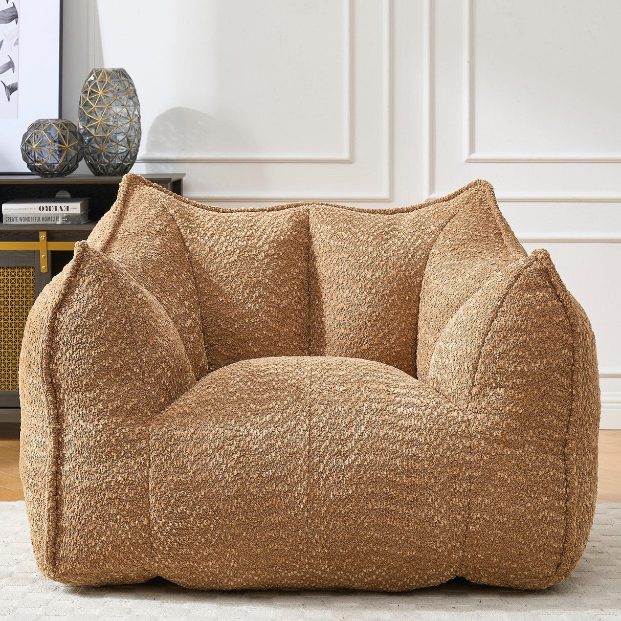 Chenille Bean Bag Chair Soft Foam Living Room Seating - Omega Lifestyles