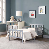 Solid Wood Light Gray Toddler Bed With Safety Rails - Omega Lifestyles