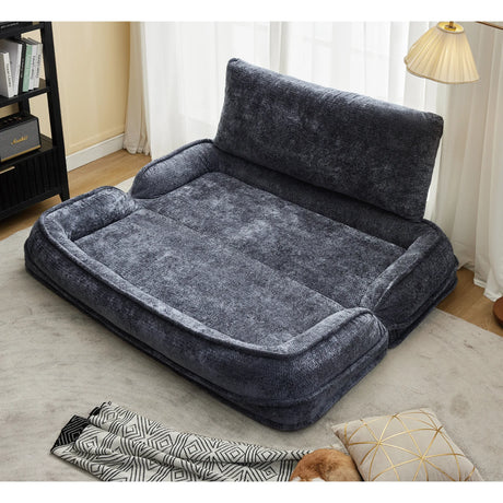Convertible Adjustable Chenille Loveseat Lazy Sofa Bed - Omega Lifestyles
