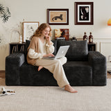 Modern Black Fabric 2-Seat High-Density Foam Loveseat Sofa