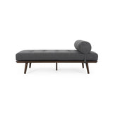 Mid-Century Button-Tufted Charcoal Fabric Chaise Lounge - Omega Lifestyles
