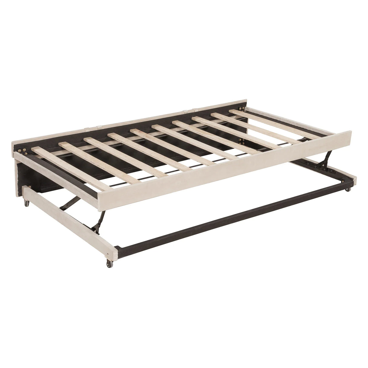 Full Upholstered L-Shaped Daybed With Twin Trundle - Omega Lifestyles