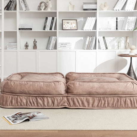 Adjustable Velvet Upholstered Massage Floor Sofa With Pillow - Omega Lifestyles