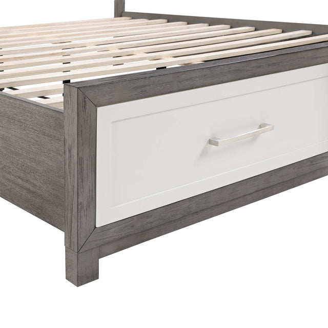 Queen Wood Platform Bed With Footboard Storage - Omega Lifestyles