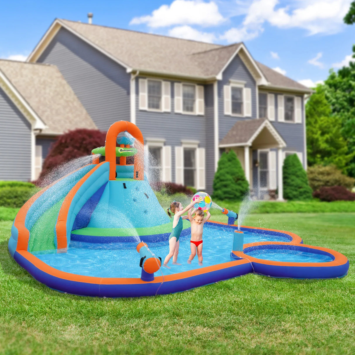 Kids Inflatable Water Slide Bounce House With Climbing Wall - Omega Lifestyles