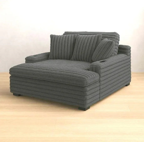 Corduroy Jumbo Chaise Armchair With Dual Cup Holders - Omega Lifestyles