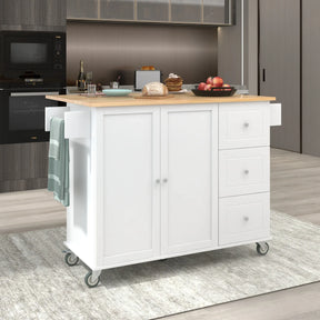 Rolling Mobile Kitchen Island With Solid Wood Top And Storage Cabinet - Omega Lifestyles