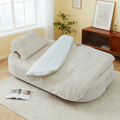 Modern Foldable Linen Sofa Bed With 2 Pillows - Omega Lifestyles