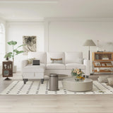 Beige Reversible Modular Sectional Sofa With Storage Ottoman - Omega Lifestyles