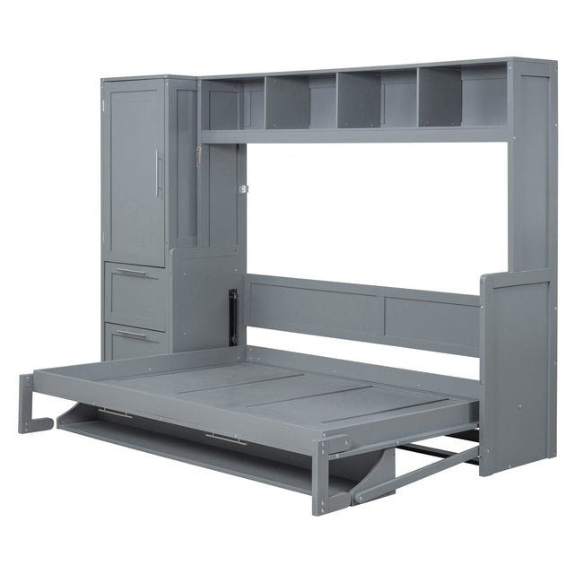 Full Murphy Bed With Closet Drawers Storage Gray Full - Omega Lifestyles