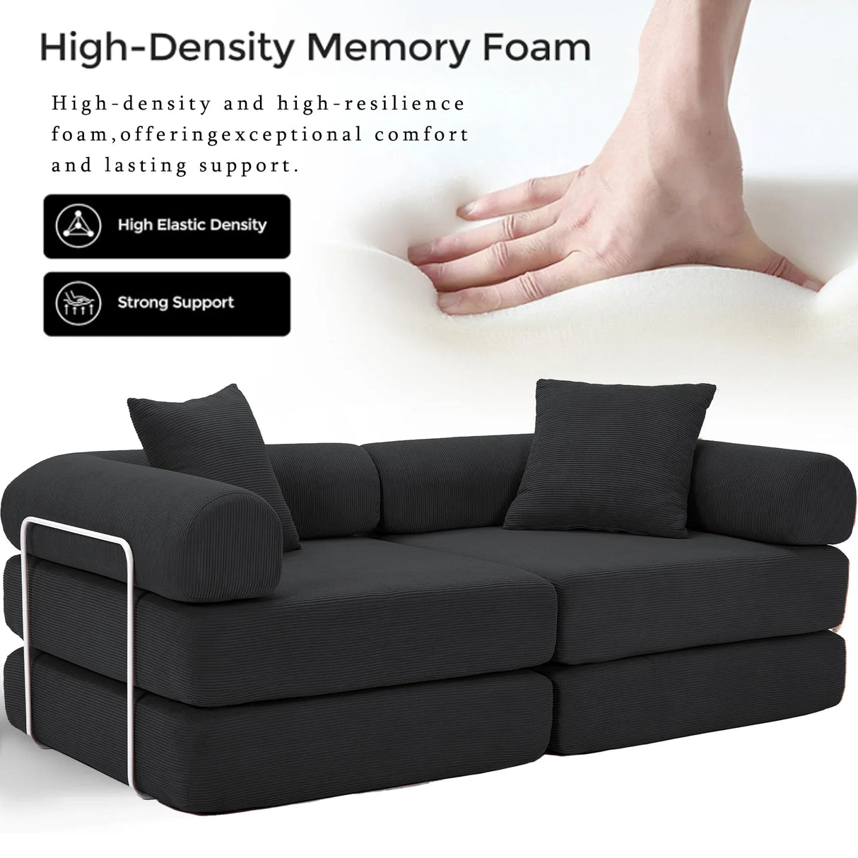 Modular Folding Convertible Corduroy Sofa Bed - Omega Lifestyles
