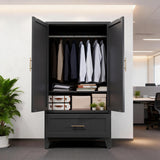 60-Inch Premium Steel Wardrobe Cabinet With Drawer
