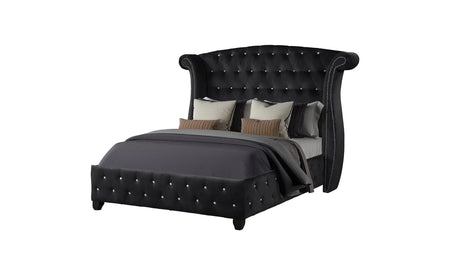 Sophia Upholstered Queen Bed Frame With Acacia Wood - Omega Lifestyles