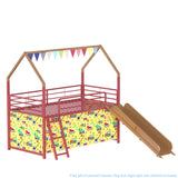 Twin Metal Junior House Loft Bed With Slide And Curtain - Omega Lifestyles