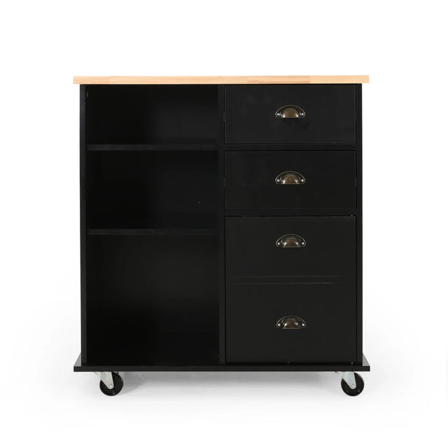 Contemporary Wood Kitchen Cart With Rolling Casters - Omega Lifestyles