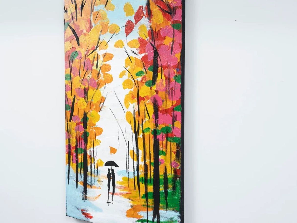 Hand-Painted Orange Canvas Wall Painting Portrait - Omega Lifestyles