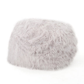 Rounded Lavender Faux Fur Foam Filled Bean Bag Chair - Omega Lifestyles