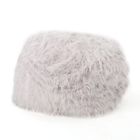 Rounded Lavender Faux Fur Foam Filled Bean Bag Chair - Omega Lifestyles