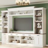 Farmhouse 4-Piece White Walnut TV Stand Set - Omega Lifestyles