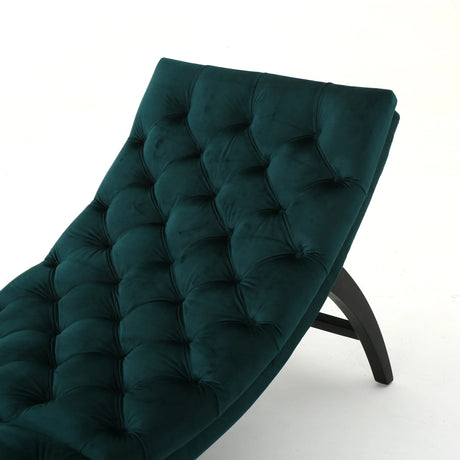 Elegant Teal Altay Velvet Tufted Curved Chaise Lounge - Omega Lifestyles