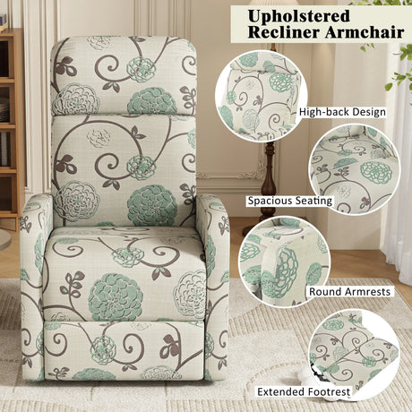 Manual Recliner Chair With Adjustable Backrest And Plush Upholstery - Omega Lifestyles