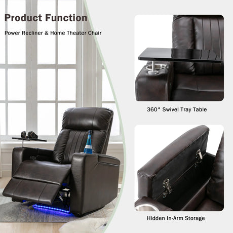 Electric Power Recliner Chair With Storage Cupholders Tray - Omega Lifestyles