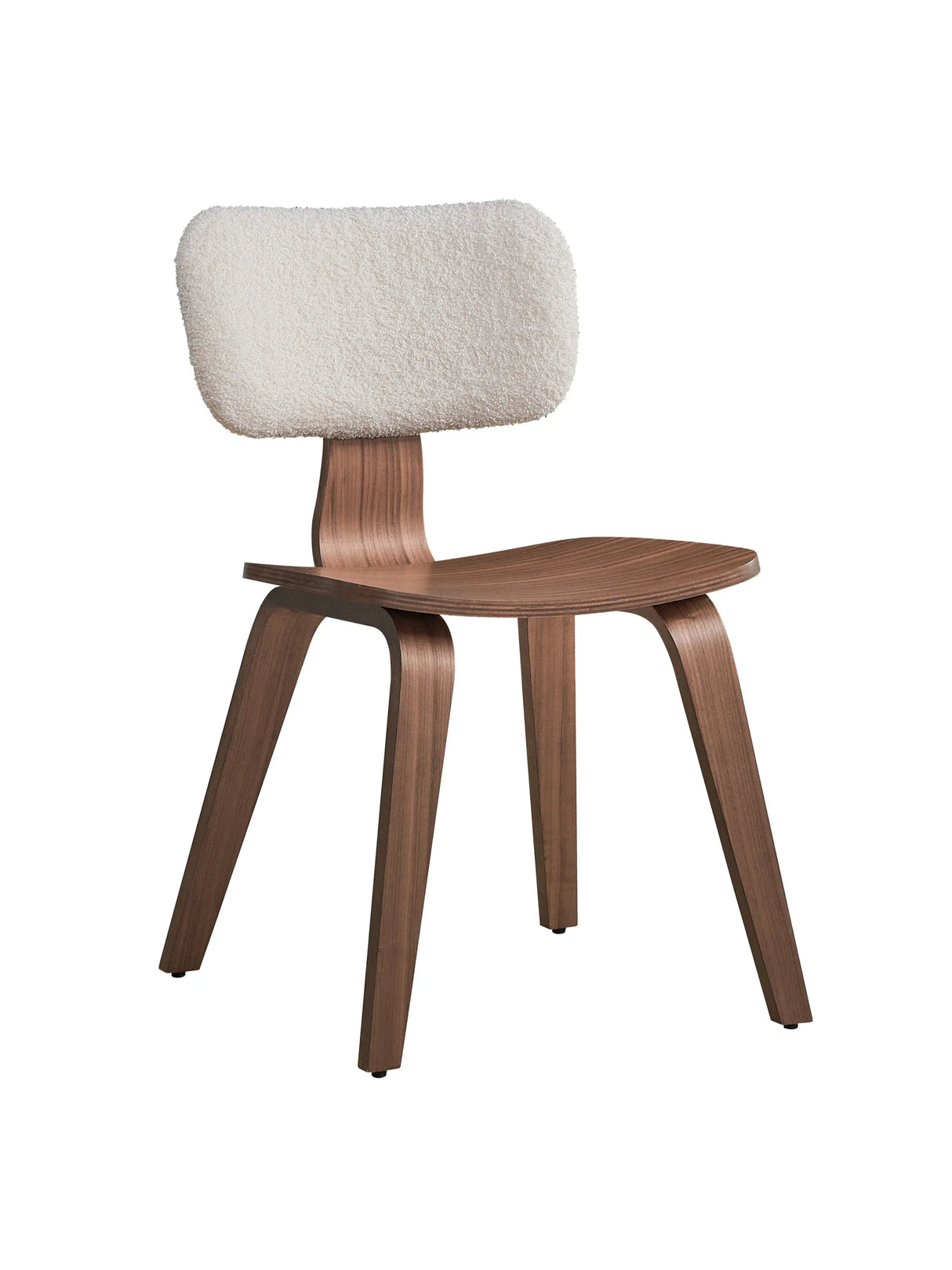 Set of 2 White Boucle Walnut Finish Side Chairs - Omega Lifestyles