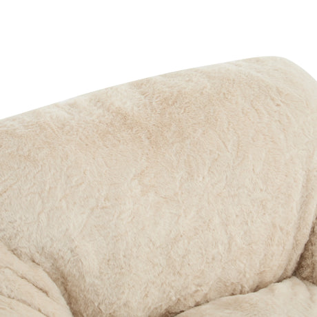 Soft Beige Faux-Fur Armchair Style Bean Bag Seating - Omega Lifestyles