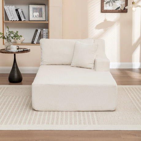 Corduroy Left Armrest Foam Filled Chaise Lounge Chair - Omega Lifestyles