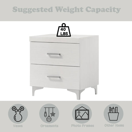 White Finish Metal Synthetic Wood Nightstand With Drawer - Omega Lifestyles