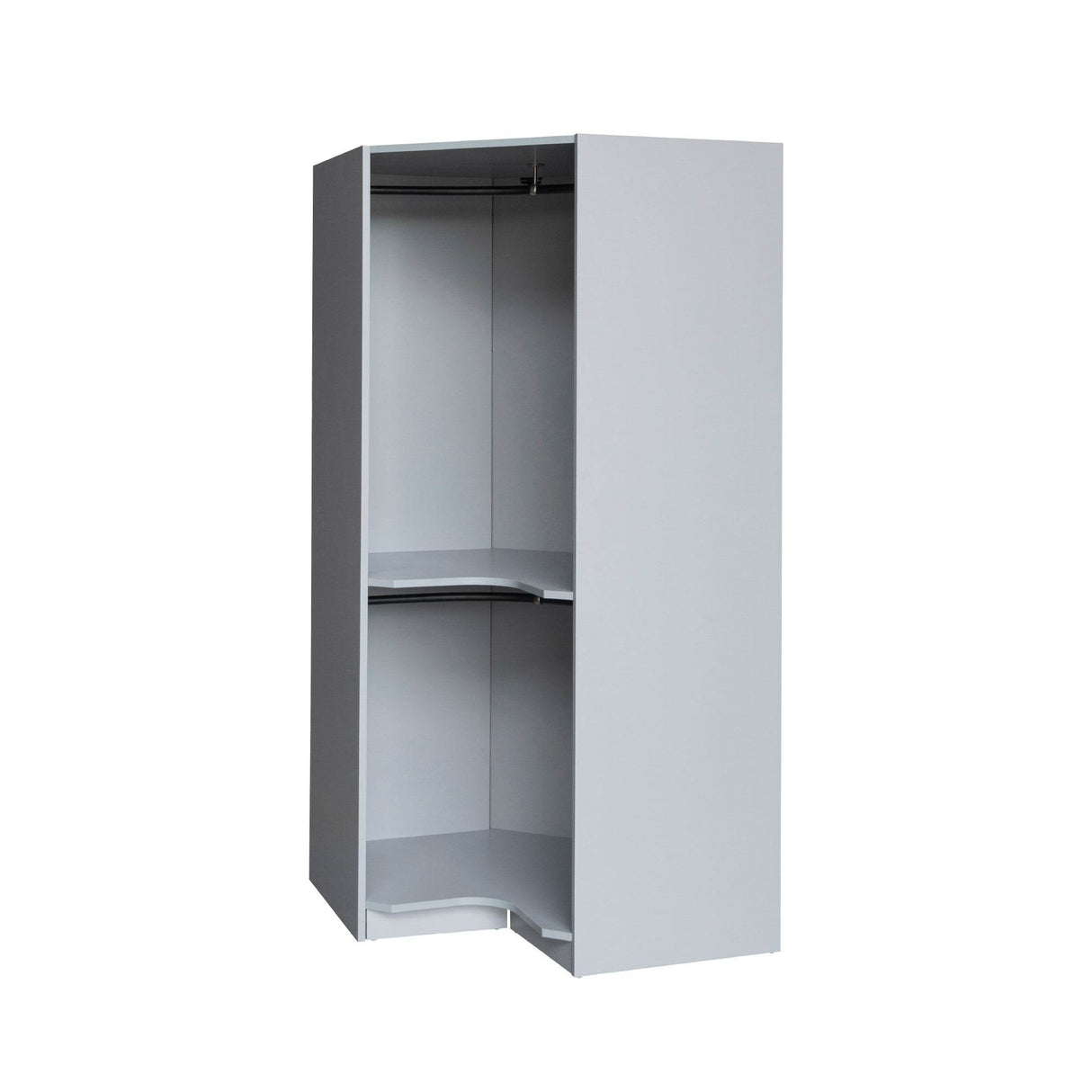 Polygon Corner Space-Saving Gray Particle Board Wardrobe - Omega Lifestyles