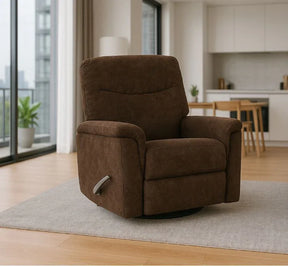 Manual Swivel Chocolate Microfiber Upholstered Recliner Chair - Omega Lifestyles